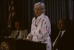 Speaking at Podium