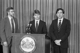 Standing At Podium, Group Photo, Staffer