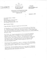 Correspondence between Patrick Gleason, Chairman and Governor Milton Shapp (1 of 2)