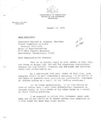 Correspondence between Patrick Gleason, Chairman and Governor Milton Shapp (2 of 2)