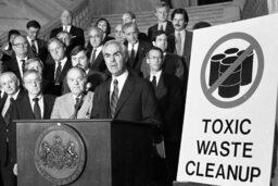 Press Conference on Toxic Waste Cleanup, Governor, Main Rotunda, Members, Secretary of Environmental Resources