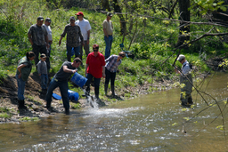 Stocking the creek with trout, Allegheny County