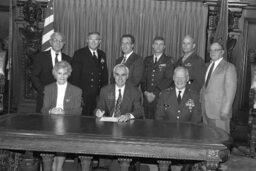 Bill Signing in Governor's Reception Room, Adjutant General, Guests, Members, Military, Senate Members