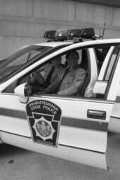 Photo Op, Display of State Police Vehicle with Computer Installed, Capitol and Grounds, Members