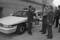 Photo Op, Display of State Police Vehicle with Computer Installed, Capitol and Grounds, Members