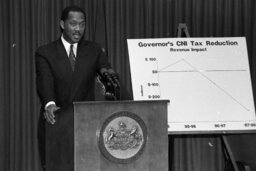 News Conference on Governor's CNI Tax Reduction, Capitol Media Center, Chart, Members