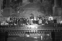 Group Photo on the House Floor, Members, Speaker's Rostrum, Students