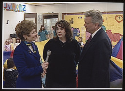 Rep. Mary Ann Dailey interviews a teacher in her classroom of young children.