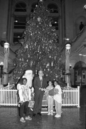 Group Photo in Main Rotunda, Christmas Tree, Members, Santa Claus, Students