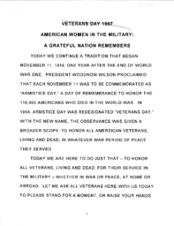 Speech, Veterans Day, 1997