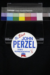 Campaign Pin, Re-Elect John Perzel State Representative