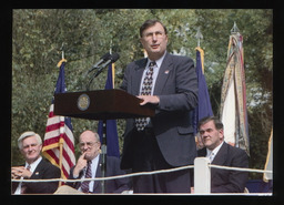 Rep. Paul W. Semmel gives a speech at the groundbreaking for the Veterans Memorial at Indiantown Gap National Cemetery.
