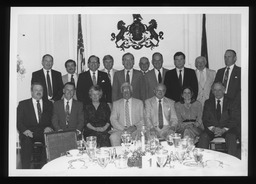 Group photo at a dinner party