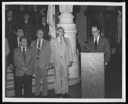 Gov. Richard P. Thornburgh, podium, military