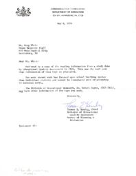 Letter from Thomas E. Kendig written to Greg White, House Majority Staff