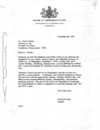 Angelo Carcaci Case, Exhibits O and P, Downey Rice Correspondence and Memos, November 1973