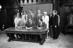 Bill Signing in Governor's Reception Room, Insurance Commissioner, Members, Secretary of Health, Senate Members
