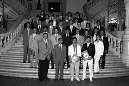 Group Photo of the Hopewell High School Basketball Team Champs and Coach, Main Rotunda, Members, Senate Members, Students