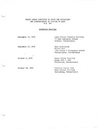Public Hearing Schedule and Possible Witnesses