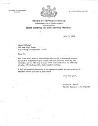 County Files- Greene County, Howard Mitchell, Department of Transportation, July 29, 1974