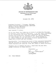 Tilghman, Richard (Senator) correspondence with Harry Comer