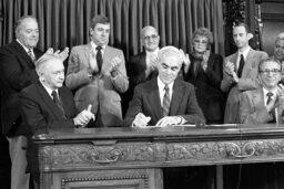 Bill Signing in Governor's Reception Room, AFL-CIO Representative, Members, Sec of Env Resources, Senate Members