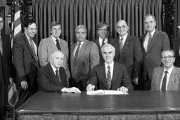 Bill Signing in Governor's Reception Room, AFL-CIO Representative, Members, Sec of Env Resources, Secretary of Labor and Industry, Senate Members