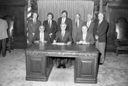 Bill Signing in Governor's Reception Room, Members, Sec of Env Resources, Senate Members