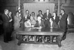 Bill Signing in Governor's Reception Room, Guests, Members, Secretary of Public Welfare, Senate Members