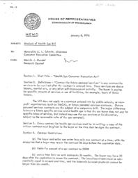 Memo, January 8, 1976 from Marvin J. Mundel, Research Counsel, to Rep. C.L. Schmitt. Subject: Analysis of Health Spa bill.