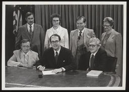 Bill signing ceremony when Elizabethtown Hospital became affiliated with Hershey Medical Center, circa 1980s.