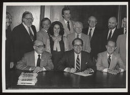 Unknown bill signing large group, circa 1980s