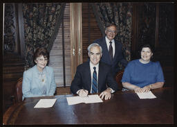 Bill signing for dog law, circa 1980s.