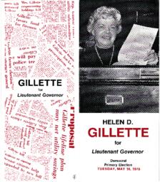 Campaign brochure, Helen D. Gillette for Lieutenant Governor