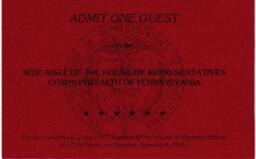 Admit One Guest ticket to Swearing-In