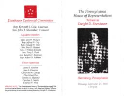 Program, "The Pennsylvania House of Representatives Tribute to Dwight D. Eisenhower."