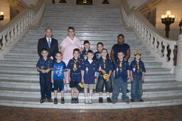Visitors to the Capitol, Group Photo at interior steps, Cub Scouts