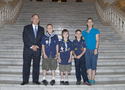 Visitors to the Capitol, Group Photo at interior steps, Cub Scouts