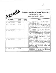 Meeting regarding House Bills 1000, 1907, 2027, 2036, Senate Bill 1249