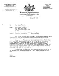 Correspondence Regarding Legislation, 1989 - 2001