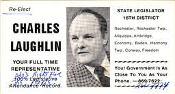 Campaign re-election card for Charles Laughlin-f