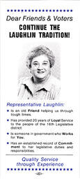 Campaign election card for Susan Laughlin. "Continue the Laughlin tradition!"-f