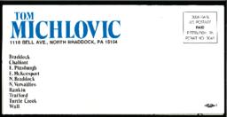 Campaign pamphlet, Michlovic Democrat for State Representative Lever 24 A.
