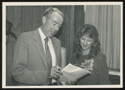 Rep. Burns in office with Connie Clelan Betz, Secretary