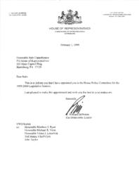 Correspondence Regarding Committee Assignments