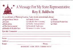 Blank Constituent Comment Card