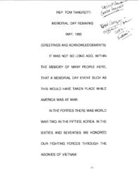 Speech, Memorial Day, May 31, 1993