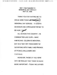 Speech, Memorial Day, May 25, 1998