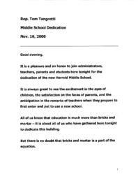 Harrold Middle School Dedication, November 16, 2000