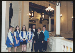 Undated, Rep. Tangretti with Girl Scouts in the Main Rotunda.